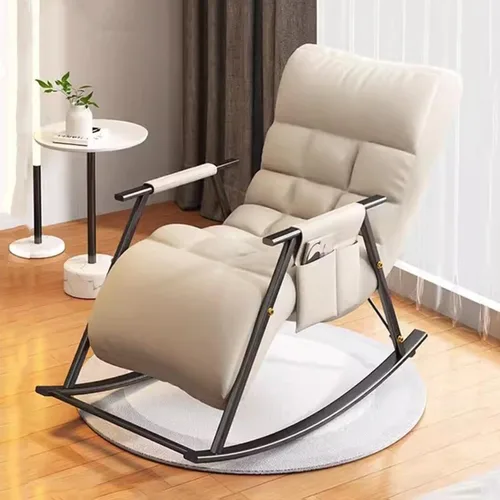Miniatura 9 de Mecedora reclinable ajustable para balcón y patioSilla moderna para exteriores para sala de estar y ocio, muebles cómodos de relajación, marco