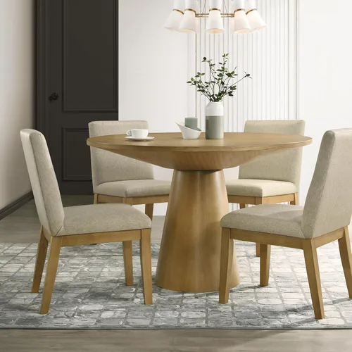 Miniatura 2 de Roundhill Furniture Rocco - Juego de comedor contemporáneo, mesa redonda con pedestal con 4 sillas, madera flotante Driftwood