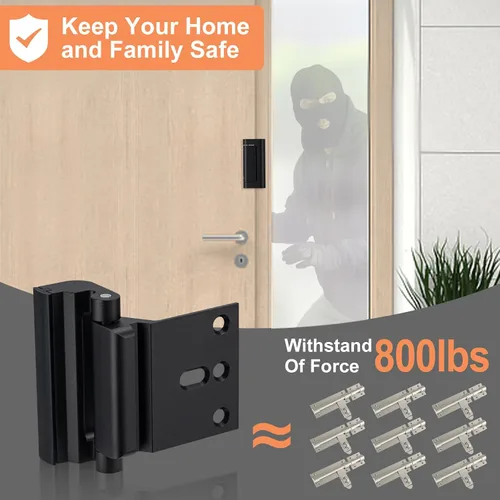 Miniatura 2 de Husfunov 2 paquetes de cerraduras de seguridad para puertas del hogar, cerradura de refuerzo de puerta a prueba de niños, con tope de 3.0 pulgadas