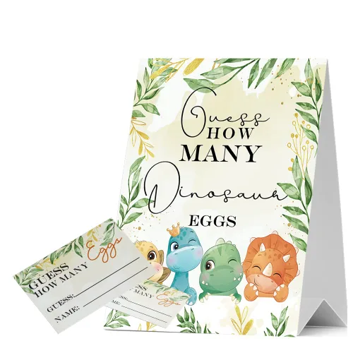 Miniatura 6 de Guess How Many Candies Baby Shower Games, paquete de 1 logotipo y 50 tarjetas, estrella y luna dorada, nube azul, letreros de baby shower, juego