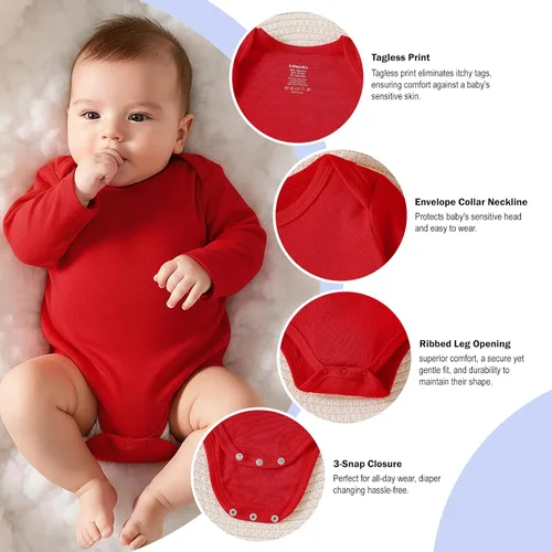 Miniatura 18 de DEFAHN Paquete de 2 mamelucos unisex para bebé, viscosa súper suave de bambú, unicolor de manga larga para bebés niños y niñas