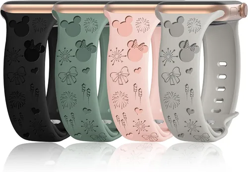 Miniatura 18 de 10 PAQUETE Bandas de silicona grabadas compatibles con Apple Watch de 40mm 38mm 41mm 42mm 44mm 45mm 46mm 49mm, correa deportiva de repuesto