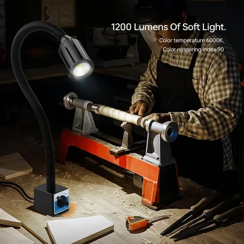 Miniatura 3 de Luz de trabajo magnética LED, 1200 lúmenes, 19.5 pulgadas, lámpara de trabajo de cuello de cisne flexible con base magnética fuerte para máquinas