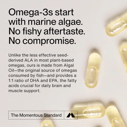 Miniatura 3 de Momentous Omega-3 vegano - Suplemento EPA y DHA a base de plantas para hombres y mujeres - Procedente de aceite de algas - Apoya la salud