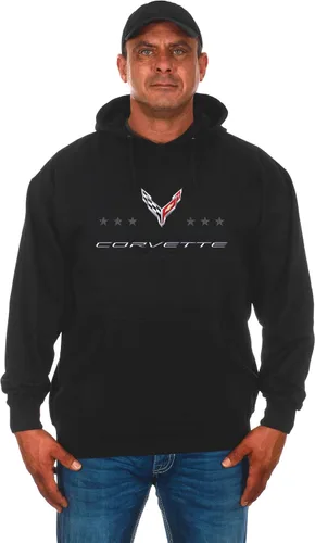 Miniatura 2 de JH DESIGN GROUP Sudadera con capucha Chevy Corvette C8 para hombre con la bandera estadounidense de 2 caras
