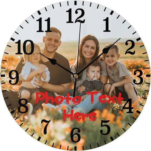 Miniatura 8 de Reloj personalizado cuadrado de pared con fotos personalizables, de 8 pulgadas, decoración silenciosa sin tictac para sala de estar, cocina, baño