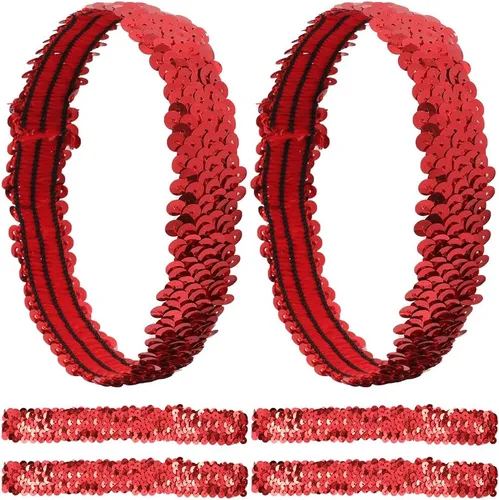 Miniatura 7 de GORGECRAFT 12 diademas de lentejuelas elásticas con purpurina elástica con purpurina a la moda, juego de accesorios para mujeres, deportes, bailes