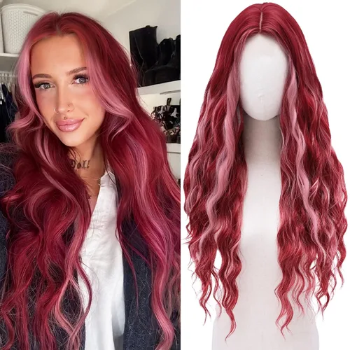 Miniatura 20 de Peluca larga rubia 613 para cosplay, peluca sintética de 28 pulgadas, parte media, regalos realistas, pelucas de fiesta para mujeres, uso diario