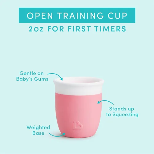 Miniatura 2 de Munchkin Taza de entrenamiento para sorber, taza pequeña de silicona abierta para bebés y niños pequeños de 4 meses de edad en adelante, 2 onzas