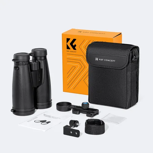 Miniatura 8 de K&F Concept Telescopio binoculares de 12 x 50 con adaptador para teléfono inteligente, adaptador de trípode, paño de limpieza, lente FMC BAK4 prisma