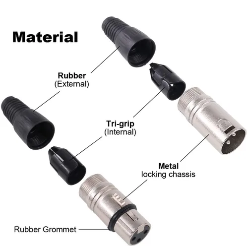 Miniatura 3 de Glarks Paquete de 20 conectores XLR de 3 pines macho/hembra, micrófono de audio, conector de enchufe de audio, carcasa plateada negra
