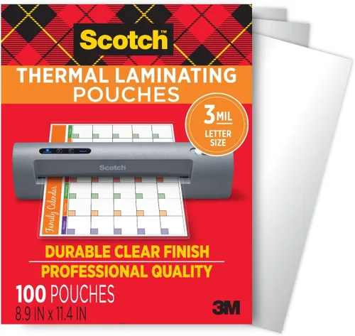 Bolsas de laminación térmica Scotch, para uso con laminadores térmicos, 8.9 x 11.4 pulgadas, hojas tamaño carta, paquete de 100 unidades