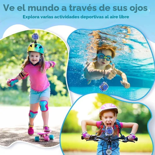 Miniatura 5 de PROGRACE Cámara impermeable para niños, cumpleaños para niños de 3 a 12 años, cámara de video submarina HD 1080P para niños, juguetes de piscina