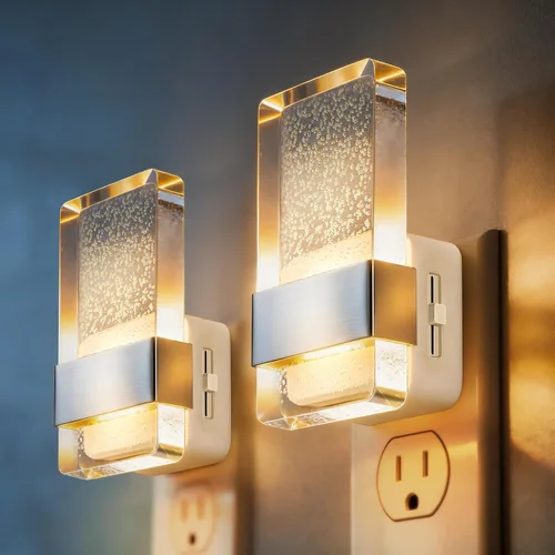 Miniatura 18 de DORESshop Luces nocturnas LED enchufables a la pared, luz nocturna regulable de 3 niveles, luz nocturna decorativa de burbujas, sensor de atardecer