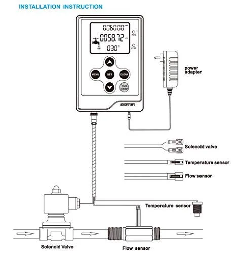 Miniatura 7 de DIGITEN Medidor de control de flujo de agua con pantalla LCD, controlador cuantitativo de líquidos + medidor de flujo de combustible G3/8 pulgadas