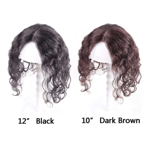 Miniatura 4 de Corona de cabello humano real rizado para mujer, 3 x 4 pulgadas, mono, 10 pulgadas, negro natural