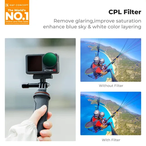 Miniatura 2 de K&F Concept Filtro ND Compatible con DJI Osmo Action 5 Pro/Osmo Action 4, Juego de 6 Filtros CPL ND8 ND16 ND32 ND64 ND256 Polarizador Filtro