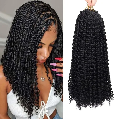 Miniatura 49 de Dorsanee Cabello Passion Twist Ombré de 18 pulgadas, 6 paquetes, Cabello de Ganchillo Water Wave, Cabello Largo Bohemio Rizado para Trenzar
