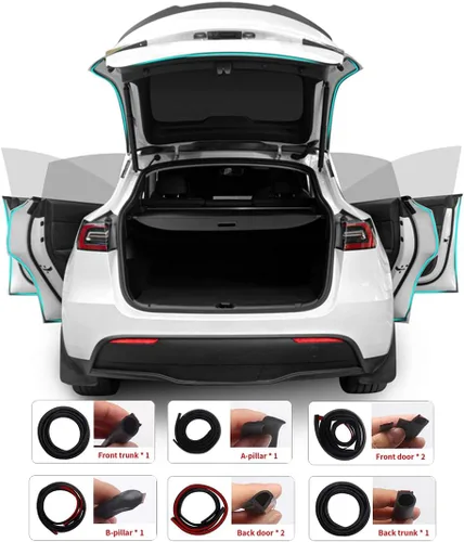 Miniatura 7 de FASTCHE Kit de sellado de puerta de cuerpo completo para Tesla Model Y 2020-2023, adhesivos de goma insonorizados, accesorios exteriores (8 unidades)