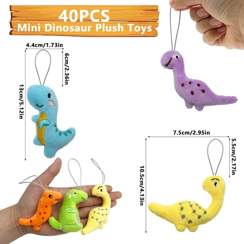 Miniatura 2 de XIPEGPA 40 PCS Juego de Juguetes de Peluche de Dinosaurio Mini, Lindo Llavero de Juguete de Dinosaurio Pequeño Relleno para Recuerdos de Fiesta