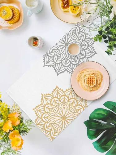 Miniatura 5 de Elegant Dahlia Flowers - Juego de 4 manteles individuales de lino y algodón, resistentes al calor, antideslizantes, lavables, para banquetes