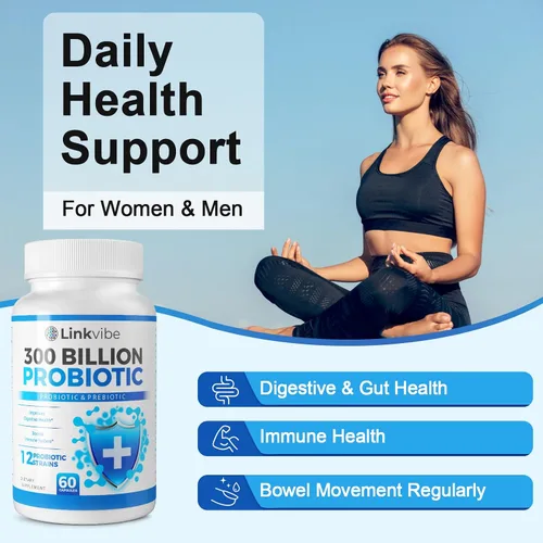 Miniatura 3 de Probiótico 300 mil millones de UFC – 12 cepas con prebióticos orgánicos para la salud digestiva e intestinal, inmune, hinchazón – Probióticos