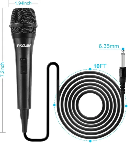Miniatura 4 de Micrófono de karaoke dinámico para cantar, micrófono vocal con cable para karaoke, micrófono de mano con cable de 10 pies, micrófonos para altavoz