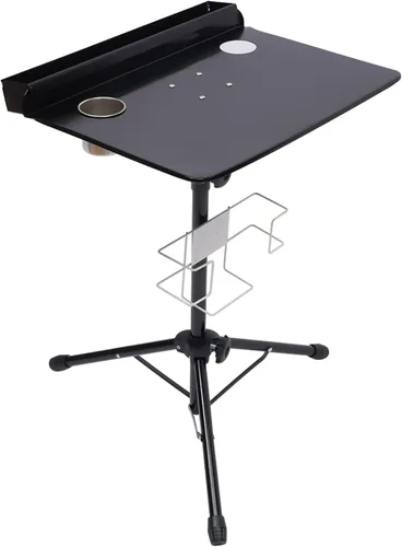 Miniatura 8 de Mesa de escritorio con soporte de estación de trabajo de tatuaje giratoria, bandeja de banco de trabajo de tatuaje portátil negra, suministro