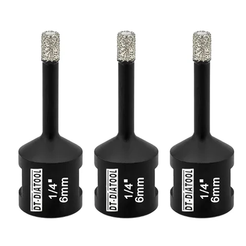 Miniatura 8 de DT-DIATOOL Broca de núcleo de diamante de 1/4 pulgada con hilo 5/8"-11 de vacío soldado para baldosas de porcelana, cerámica, gres, mármol, granito