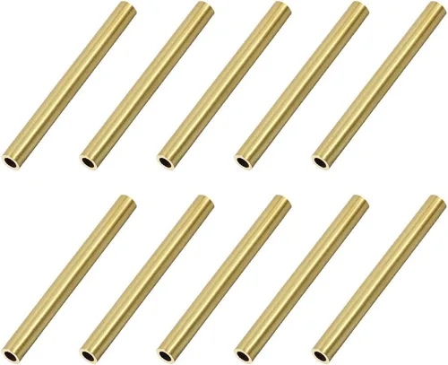 uxcell Tubo redondo de latón, 0.118 pulgadas de diámetro exterior de 0.018 pulgadas de grosor de pared, 1.181 in de longitud, tubo sin costuras para