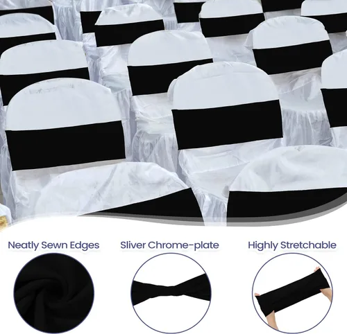 Miniatura 4 de CHENGU 100 piezas Cintas elásticas de elastano para sillas, lazos simples, bandas para sillas de boda real sin hebilla, decoraciones de cumpleaños