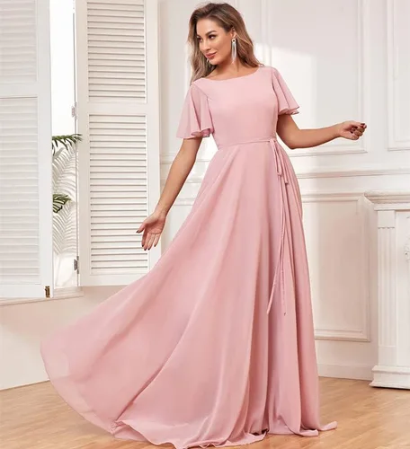 Miniatura 3 de Vestidos de dama de honor de manga corta para mujer, vestido formal de fiesta de noche
