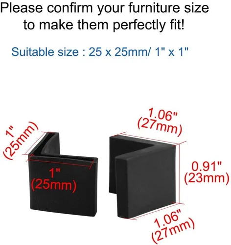 Miniatura 2 de uxcell 0.984 x 0.984 in Ángulo de hierro almohadillas de pie en forma de L muebles de plástico para muebles de escritorio tapas de patas cubiertas