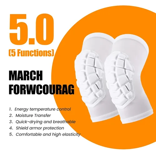 Miniatura 3 de Rodilleras para baloncesto, cubiertas de compresión para piernas para adolescentes y adultos, rodilleras para lucha libre, fútbol, voleibol, Blanco