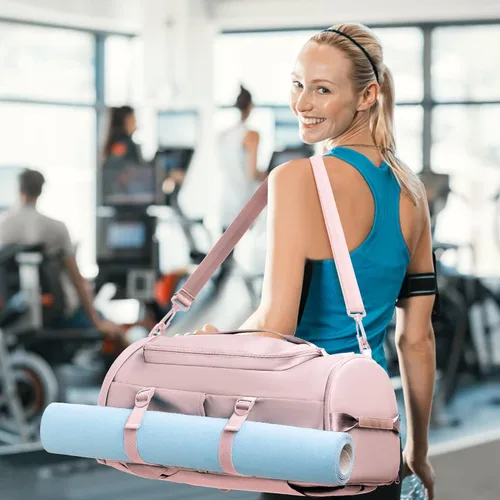 Miniatura 6 de Bolsa de gimnasio con compartimento para zapatos, bolsa de lona para hombres y mujeres, mochila de viaje, bolsa de fin de semana, bolsa