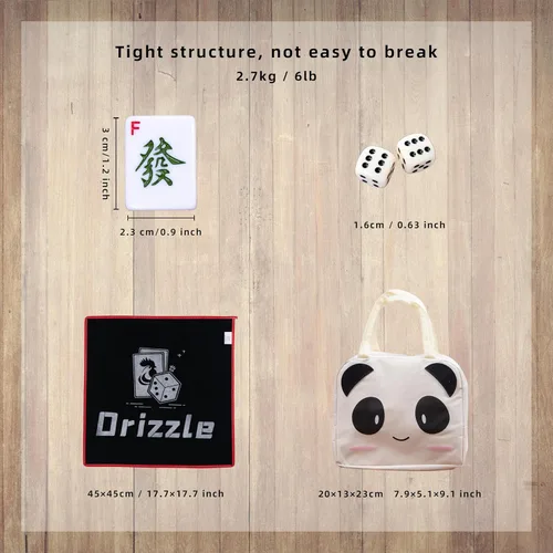 Miniatura 7 de drizzle Juego de Mahjong numerado de 1.181 in – 1.2 pulgadas portátil 146 azulejos premium – Juego de versión tradicional china – Manual para Verde