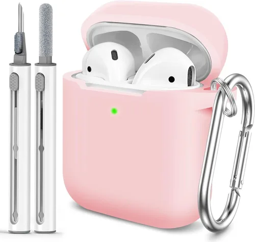 Miniatura 32 de Funda Protectora para AirPods 1/2, viene con kit de limpieza, funda protectora de silicona suave con hebilla, compatible con estuche de carga