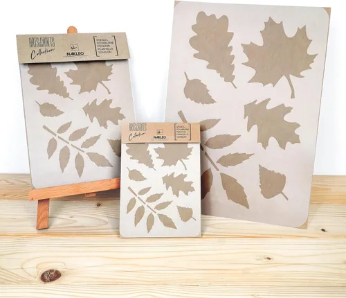 Miniatura 4 de NAKLEO Plantilla de pintura para manualidades A3 de 11.8 x 16.5 pulgadas, patrón de naturaleza de hojas de otoño, plantilla de dibujo de plástico