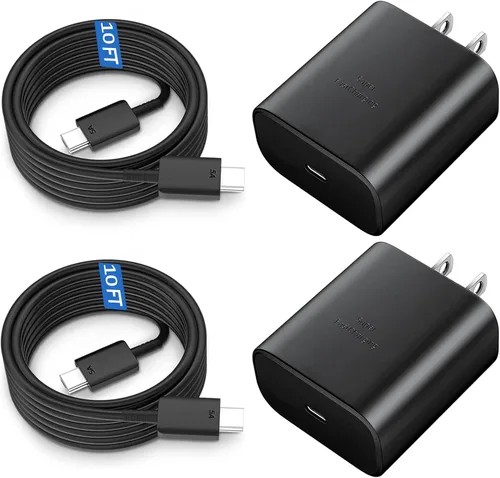 Miniatura 15 de Cargador rápido USB C de 45 W, cargador súper rápido de 45 vatios tipo C con cable de carga rápida Android de 6.6 pies para Samsung Galaxy S26
