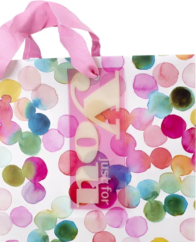 Miniatura 3 de Hallmark Bolsa de regalo cuadrada grande de 10 pulgadas (puntos de acuarela, solo para ti) para cumpleaños, día de la madre, Pascua, graduaciones