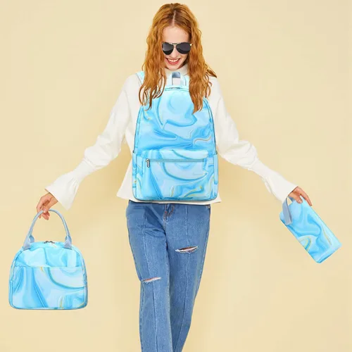Miniatura 52 de LOIDOU Mochila para adolescentes y niñas, mochila escolar con lonchera y estuche para lápices, juego de bolsas escolares 3 en 1