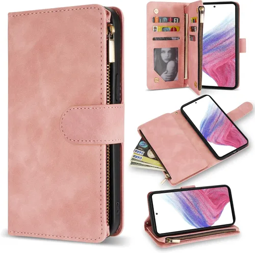 Miniatura 10 de ZZXX Samsung Galaxy A53 5G - Funda para teléfono celular con bloqueo RFID, cartera, soporte, piel sintética suave de alta calidad, color negro, 6.5