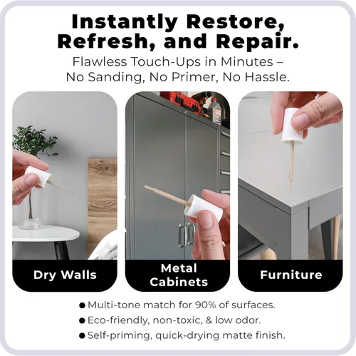 Miniatura 2 de spot. Pintura de retoque Acabado mate para gabinetes, paredes, puertas y muebles Kit de reparación gris multicolor Secado rápido, autocebante