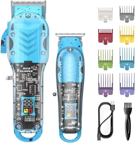 WAIKIL Kit de recortadora de cabello para hombres, juego de peluquería profesional para recortar barba y cabello, carga silenciosa y duradera,