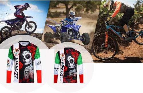 Miniatura 4 de MENUTT Camiseta de ciclismo de montaña para hombre, manga larga, MTB Off-Road México, camisetas de descenso y motocross