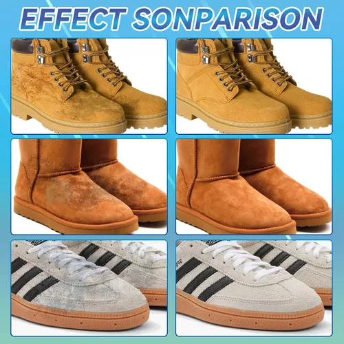 Miniatura 3 de Limpiador de zapatos de gamuza, limpiador de gamuza y nobuck, kit de limpieza de zapatos de espuma sin enjuague con toalla y cepillo, limpiador