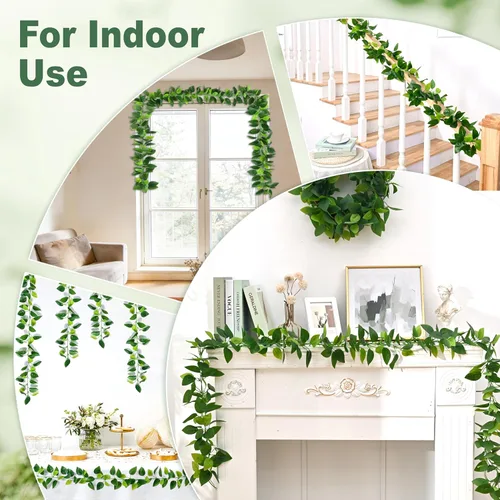 Miniatura 5 de BLEUM CADE 2Pcs Fake Vines with Faux Pothos Leaves, Artificial Ivy Garland Fake Plants Greenery for Bedroom Living Room Office Wall Garden Wedding
