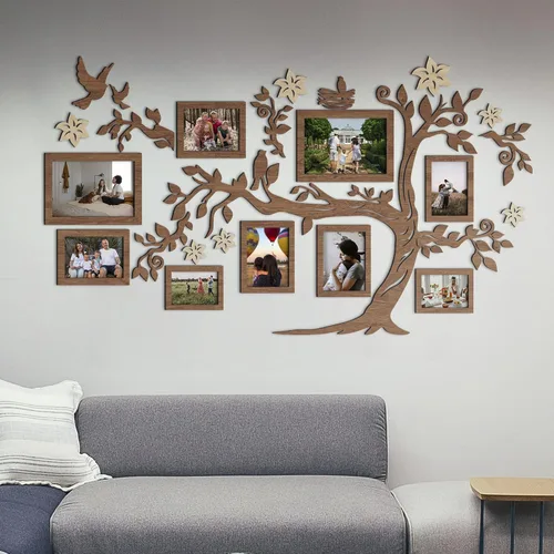 Miniatura 9 de JustLikeWood Decoración grande para el hogar, árbol genealógico de madera con marco, decoración estándar para salas de casa, calcomanías de pared