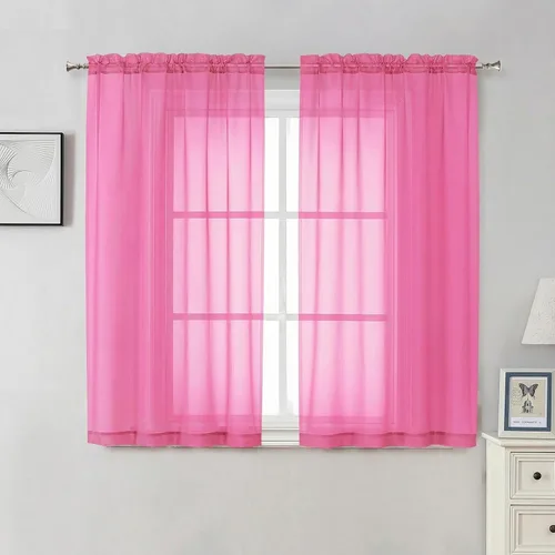 Miniatura 142 de Aiyufeng 2 paneles de cenefa transparente negra de 14 pulgadas de largo, cortinas cortas negras transparentes para dormitorio, cortinas de cocina