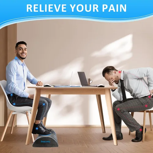 Miniatura 5 de StepLively Reposapiés para debajo del escritorio en el trabajo, cómodo taburete con 2 alturas ajustables, reposapiés con cubierta lavable, para Gris